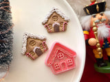 Christmas Gingerbread House Clay Cutter, Polymer Clay Earring Maker (Multiple Sizes)