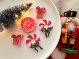 Christmas Peppermint Wreath Clay Cutter, Polymer Clay Earring Maker (Optional Bow Set)