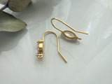 1 pair, Real 18k Gold Plated, Nickel Free, Brass Clear Cubic Zirconia Ear hook Earrings Findings, Horse Eye Shape Shape Crystal in Golden