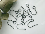 Hypoallergenic French Earring Hooks, Ear Wire | Large Hole Earring Hooks | 316 Stainless Steel Hooks - Black Colour, 10pcs