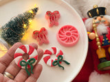 Christmas Peppermint Wreath Clay Cutter, Polymer Clay Earring Maker (Optional Bow Set)