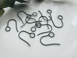 Hypoallergenic French Earring Hooks, Ear Wire | Large Hole Earring Hooks | 316 Stainless Steel Hooks - Black Colour, 10pcs