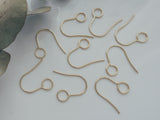 Hypoallergenic French Earring Hooks, Ear Wire | Large Hole Earring Hooks | 316 Stainless Steel Hooks - Gold Colour, 10pcs