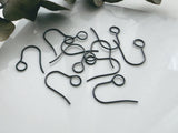 Hypoallergenic French Earring Hooks, Ear Wire | Large Hole Earring Hooks | 316 Stainless Steel Hooks - Black Colour, 10pcs