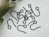 Hypoallergenic French Earring Hooks, Ear Wire | Large Hole Earring Hooks | 316 Stainless Steel Hooks - Black Colour, 10pcs