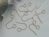 Hypoallergenic French Earring Hooks, Ear Wire | Large Hole Earring Hooks | 316 Stainless Steel Hooks - Gold Colour, 10pcs