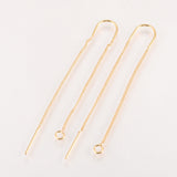 1 pair (2pcs), Brass Stud Earring Findings, Ear Threads, Real Gold-Filled