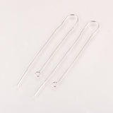 1 pair (2pcs), Brass Stud Earring Findings, Ear Threads, Real Platinum-Filled