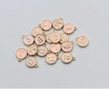 12x15mm , Round Enamel Alphabet / Letter Pendant / Charm in Blush Pink