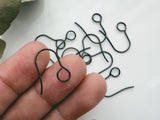 Hypoallergenic French Earring Hooks, Ear Wire | Large Hole Earring Hooks | 316 Stainless Steel Hooks - Black Colour, 10pcs