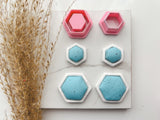 Hexagon Bezel Cutter Set (2pc set) | Hexagon Setting Shape Set Polymer Clay Cutters