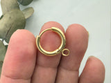 2pcs, 201 Stainless Steel Huggie Hoop Earring Findings, with Horizontal Loop and 316 Surgical Stainless Steel Pin, Gold