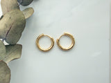 2pcs, 201 Stainless Steel Huggie Hoop Earring Findings, with Horizontal Loop and 316 Surgical Stainless Steel Pin, Gold