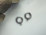 201 Stainless Steel Huggie Hoop Earring Findings, Surgical Pin, Platinum