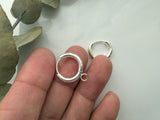 2pcs, 201 Stainless Steel Huggie Hoop Earring Findings, with Horizontal Loop and 316 Surgical Stainless Steel Pin, Silver