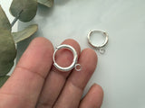 2pcs, 201 Stainless Steel Huggie Hoop Earring Findings, with Horizontal Loop and 316 Surgical Stainless Steel Pin, Silver