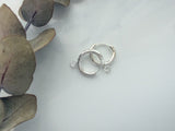 2pcs, 201 Stainless Steel Huggie Hoop Earring Findings, with Horizontal Loop and 316 Surgical Stainless Steel Pin, Silver
