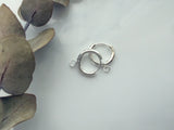 2pcs, 201 Stainless Steel Huggie Hoop Earring Findings, with Horizontal Loop and 316 Surgical Stainless Steel Pin, Silver