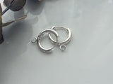 2pcs, 201 Stainless Steel Huggie Hoop Earring Findings, with Horizontal Loop and 316 Surgical Stainless Steel Pin, Silver