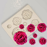 Rose Shape Fondant Molds Cake Mould Silicone Square Baking Tools Chocolate Rose in AntiqueWhite