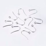 10pcs, Tarnish Resistant 304 Stainless Steel Earring Hooks, Ear Wire, with Horizontal Loop, Stainless Steel Color