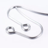 10pcs, Tarnish Resistant 304 Stainless Steel Earring Hooks, Ear Wire, with Horizontal Loop, Stainless Steel Color
