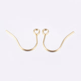 10pcs, 304 Stainless Steel Earring Hooks, Ear Wire, with Horizontal Loop, Real 18k Gold Plated