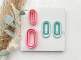 Oblong Outline Slim Cutter Set (2pc set) | Oblong Shape Set Polymer Clay Cutters