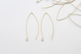 2 Pairs (4pcs),  50x0.70mm, Raw Brass Earring Wire in Raw Brass Colour