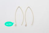 2 Pairs (4pcs),  50x0.70mm, Raw Brass Earring Wire in Raw Brass Colour