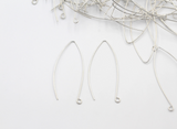 2 Pairs (4pcs),  50x0.70mm, Raw Brass Earring Wire in Silver Tone