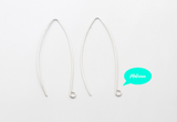 2 Pairs (4pcs),  50x0.70mm, Raw Brass Earring Wire in Silver Tone