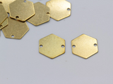 10pcs, 12mm, 2 Holes, Raw Brass Hexagon Stamping Blank
