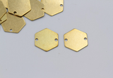 10pcs, 12mm, 2 Holes, Raw Brass Hexagon Stamping Blank