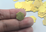 10pcs, 12mm, 2 Holes, Raw Brass Hexagon Stamping Blank
