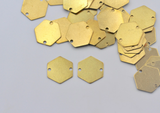 10pcs, 12mm, 2 Holes, Raw Brass Hexagon Stamping Blank