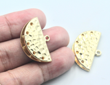 2 pcs, 25x12mm, Alloy Ribbon / Semi Circle Link (not crimp)