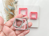 Square Outline Slim Cutter Set (2pc set) | Square Shape Set Polymer Clay Cutters