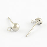 20pcs, Non Tarnish 304 Stainless Steel Ball Post Ear Stud Components  with Loop for Dangling Post