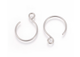 10pcs, 18.5x14mm,  Vacuum Plating 304 Stainless Steel Earring Hooks in Stainless Steel Colour