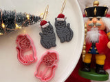 Christmas Cat Polymer Clay Cutter Set, PLA 3D Printed Craft Tool (1 Pair)