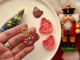 Gingerbread on Cup Polymer Clay Cutter, Christmas Earring Charm Maker (PLA)
