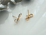 1 pair (2pcs) , Brass Micro Pave Clear Cubic Zirconia Stud Earring Findings, w/ 925 Sterling Silver Pin, Butterfly, Real 14K Gold Plated