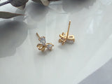 1 pair (2pcs) , Brass Micro Pave Clear Cubic Zirconia Stud Earring Findings, w/ 925 Sterling Silver Pin, Butterfly, Real 14K Gold Plated