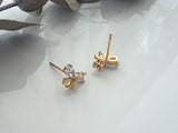 1 pair (2pcs) , Brass Micro Pave Clear Cubic Zirconia Stud Earring Findings, w/ 925 Sterling Silver Pin, Butterfly, Real 14K Gold Plated