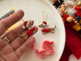 Christmas Dachshund Polymer Clay Cutter Set, Festive Dog Earring Making Tool (1 Pair)
