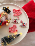 Christmas Rocking Horse Clay Cutters, PLA Polymer Clay, Cookie & Fondant (1 Pair)