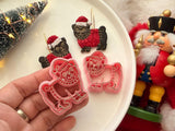 Christmas Pug Dog Clay Cutter Set, PLA Polymer Clay Earring Findings (1 Pair)