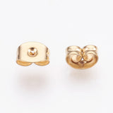 24K Gold Plated Stainless Steel Earring Backs, Friction Ear Nuts for Studs