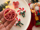 Christmas Peppermint Wreath Clay Cutter, Polymer Clay Earring Maker (Optional Bow Set)